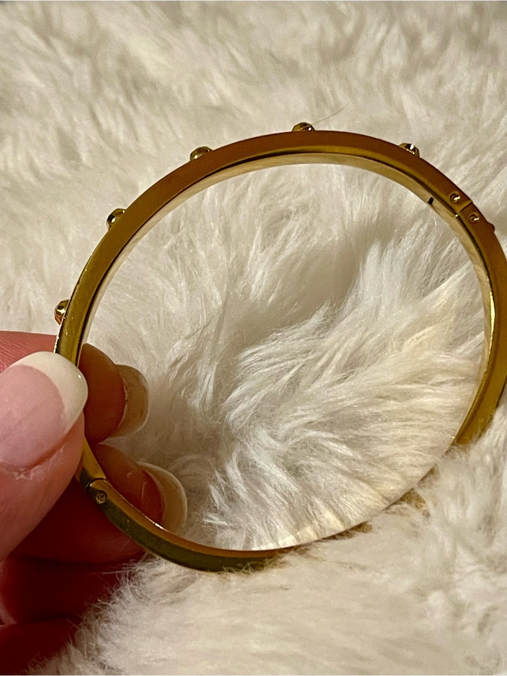Michael Kors Gold Pavé Studded Hinged Bangle Bracelet - Picture 4 of 9